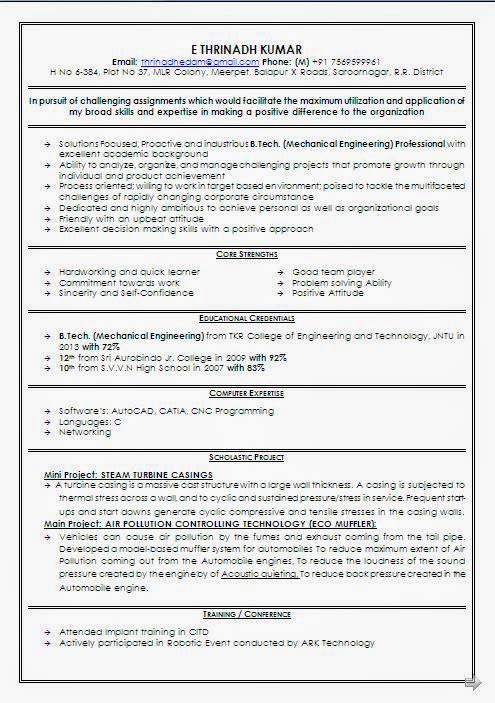 Best resume format for freshers engineers pdf